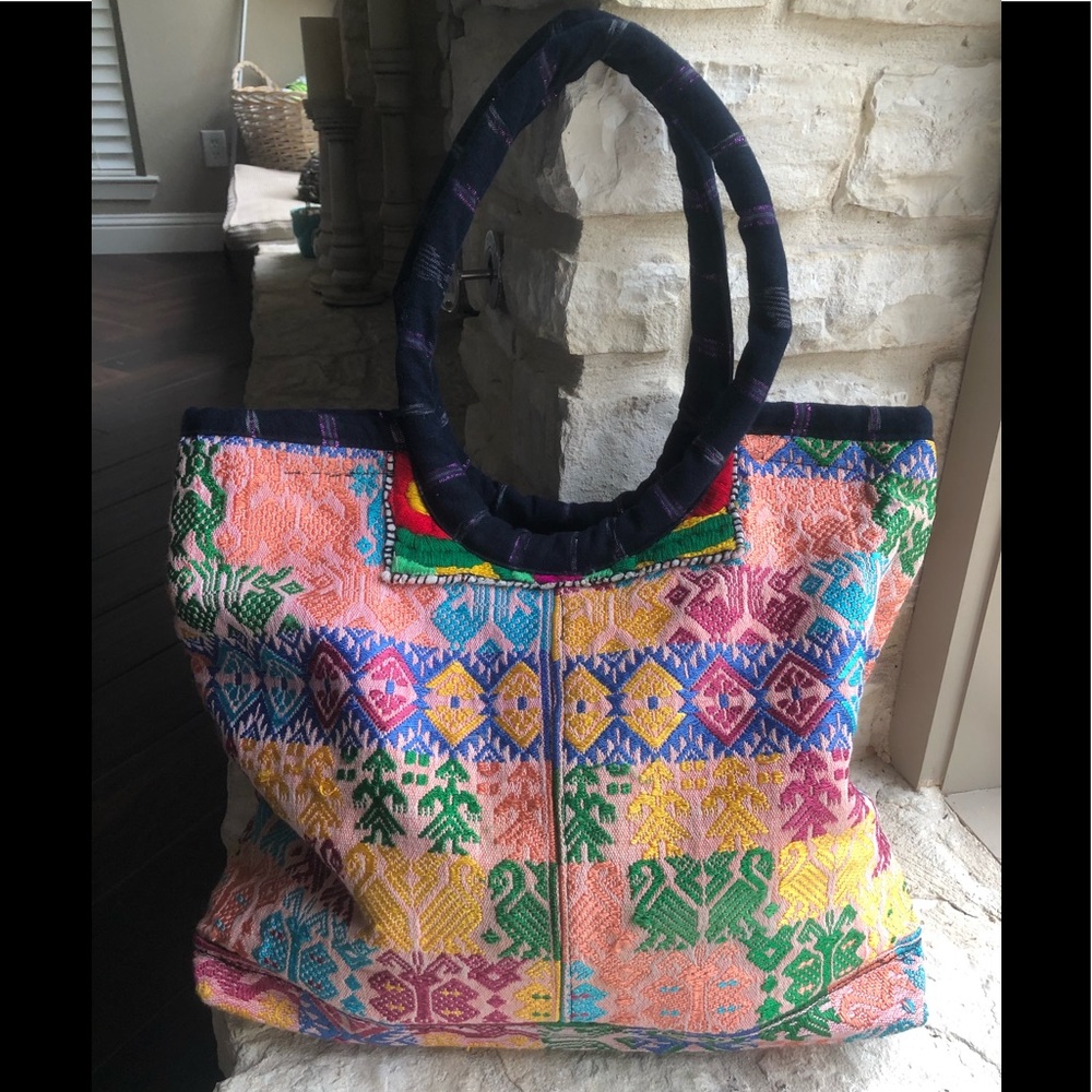 Colorful Embroidered Tote Bag, Overnighter, Beach, Pool